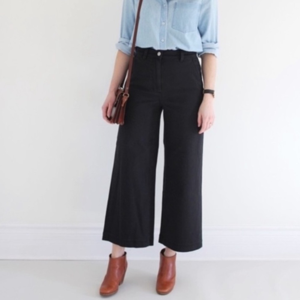 Everlane Wide Leg Crop Jeans Pants Black size 6
